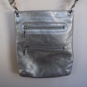 Margot Leather Crossbody Bag - Silver